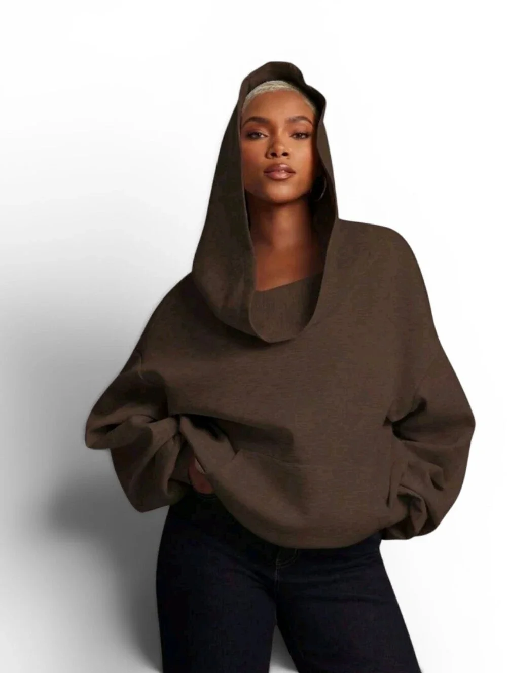 Oversized Hooded Top ▪︎ Chocolate ▪︎ LG - Picture 1 of 11